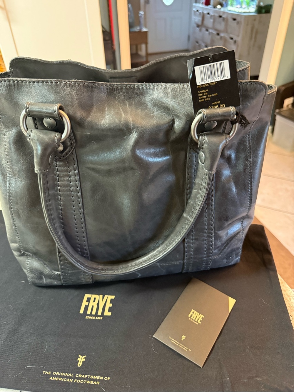 Frye Charcoal Grey Leather Tote Bag - Classic Women's Handbag